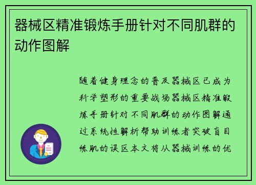 器械区精准锻炼手册针对不同肌群的动作图解